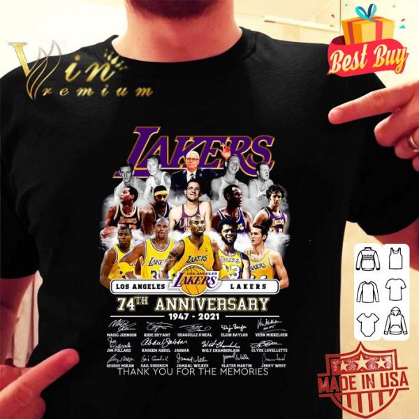 Funny 74th Anniversary 1947-2021 Team Los Angeles Lakers Signatures shirt 2