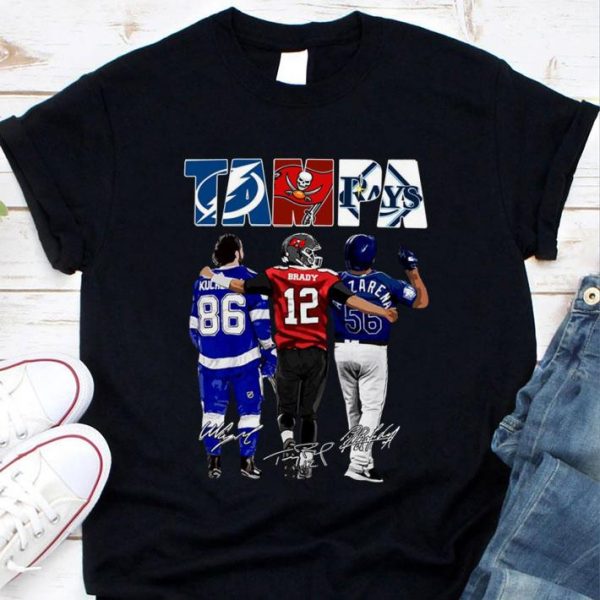 Hot 2021 Tampa Sports Signatures Tampa Bay Lightning Tampa Bay Buccaneers Tampa Bay Rays Shirt 1