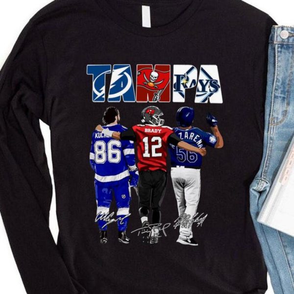 Hot 2021 Tampa Sports Signatures Tampa Bay Lightning Tampa Bay Buccaneers Tampa Bay Rays Shirt 4
