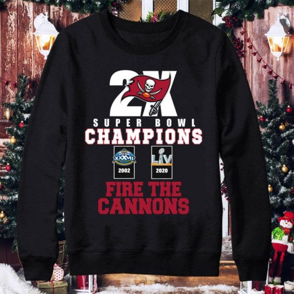 Best Tampa Bay Buccaneers 2X Super Bowl LV Champions Fire The Cannons Shirt 4