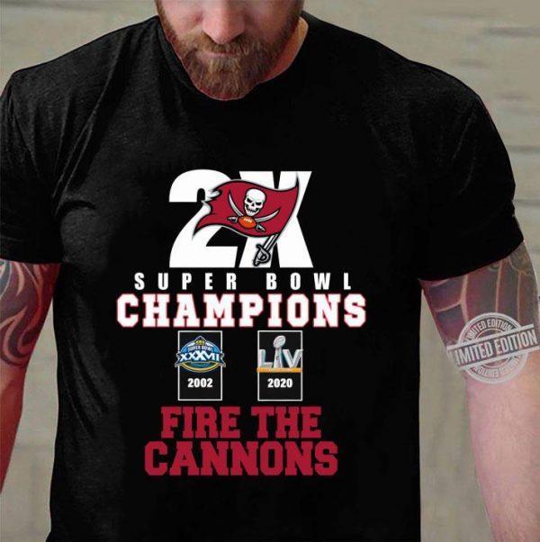 Best Tampa Bay Buccaneers 2X Super Bowl LV Champions Fire The Cannons Shirt 3