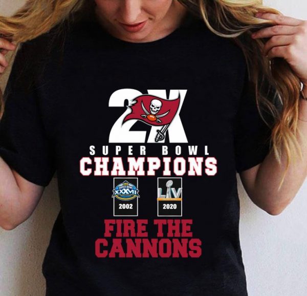 Best Tampa Bay Buccaneers 2X Super Bowl LV Champions Fire The Cannons Shirt 2