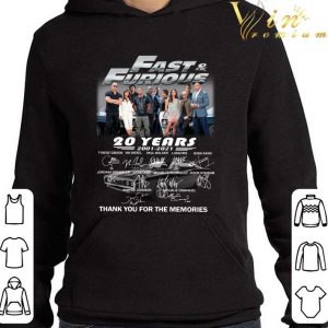 Fast and Furious Season 9 20 years 2001-2021 signatures thank you for the memories shirt 7