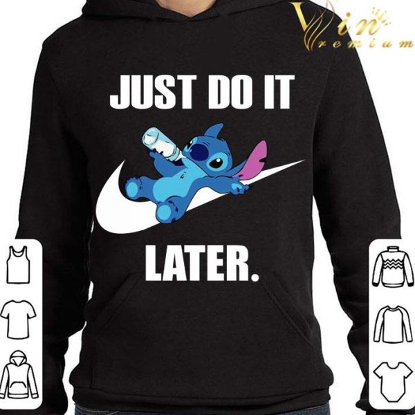 Disney Stitch Drinking Milk Nike Just Do It Later shirt 4