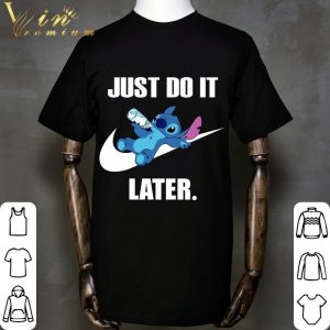 Disney Stitch Drinking Milk Nike Just Do It Later shirt 5