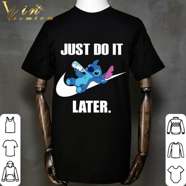 Disney Stitch Drinking Milk Nike Just Do It Later shirt 2