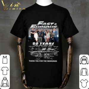 Fast and Furious Season 9 20 years 2001-2021 signatures thank you for the memories shirt 5