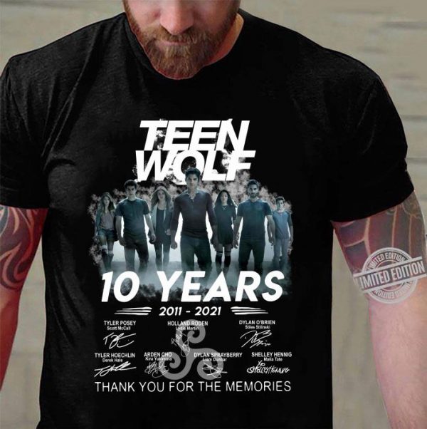Original Teen Wolf 10 years 2011-2021 signatures thank you for the memories shirt 3