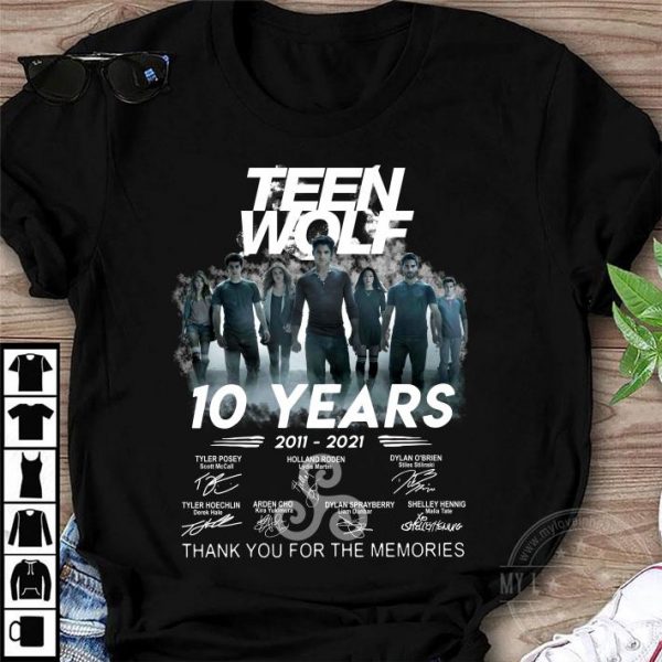 Original Teen Wolf 10 years 2011-2021 signatures thank you for the memories shirt 1