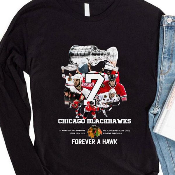 Premium No.7 Brent Seabrook Chicago Blackhawks Forever A Hawk shirt 4