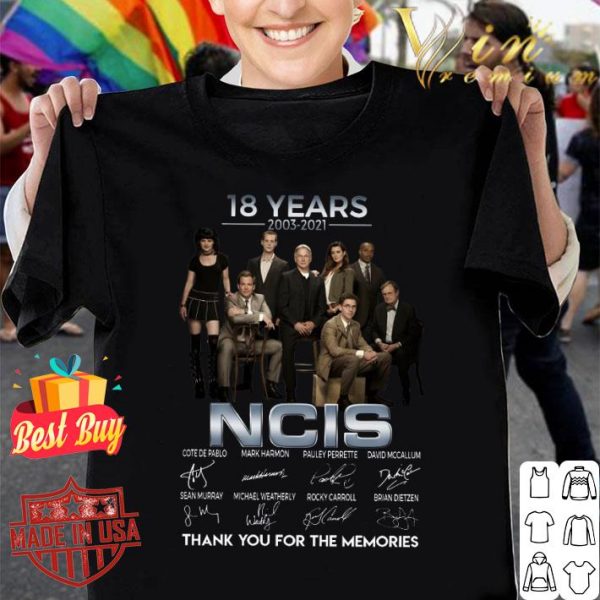 Best 18 years 2003-2021 NCIS signatures thank you for the memories shirt 1