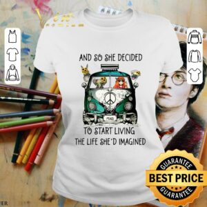 Premium And So She Decided To Start Living The Life She Imagined Peace Hippie Bus Girl And Elephant shirt 5