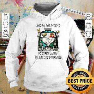 Premium And So She Decided To Start Living The Life She Imagined Peace Hippie Bus Girl And Elephant shirt 7