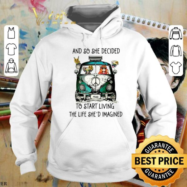 Premium And So She Decided To Start Living The Life She Imagined Peace Hippie Bus Girl And Elephant shirt 4