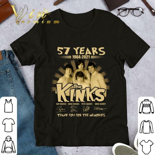Premium The Kinks 57 years of 1964-2021 signatures thank you for the memories shirt 1