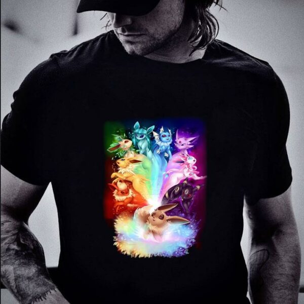Original 3D Colors Eevee Pokemon Evolution Rainbow Flareon Espeon Jolteon Umbreon Sylveon Vaporeon Leafeon Glaceon shirt 2