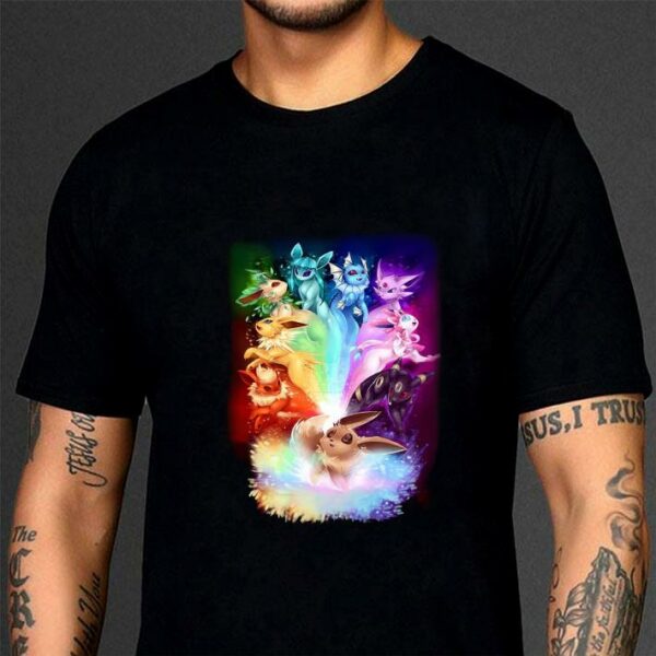 Original 3D Colors Eevee Pokemon Evolution Rainbow Flareon Espeon Jolteon Umbreon Sylveon Vaporeon Leafeon Glaceon shirt 3