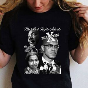 Black Civil Rights Leaders MLK Malcom X Rosa Parks John Lewis Vintage Style T-Shirt 5