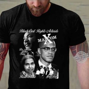 Black Civil Rights Leaders MLK Malcom X Rosa Parks John Lewis Vintage Style T-Shirt 6