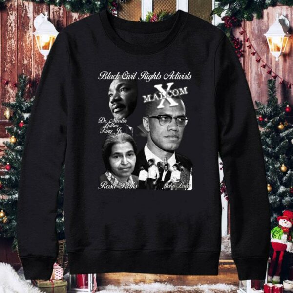 Black Civil Rights Leaders MLK Malcom X Rosa Parks John Lewis Vintage Style T-Shirt 4