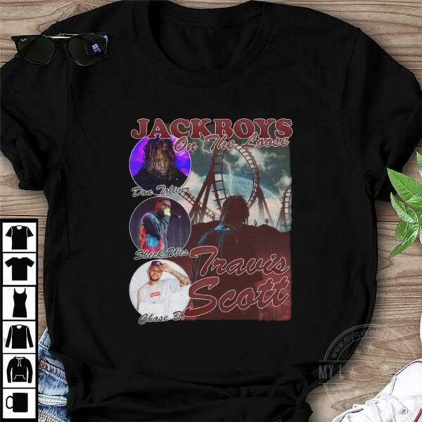 JackBoys On The Loose Sheck Wes Chase B. Travis Scott Bootleg Rap Vintage Style Shirt 1