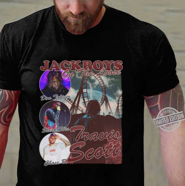 JackBoys On The Loose Sheck Wes Chase B. Travis Scott Bootleg Rap Vintage Style Shirt 3