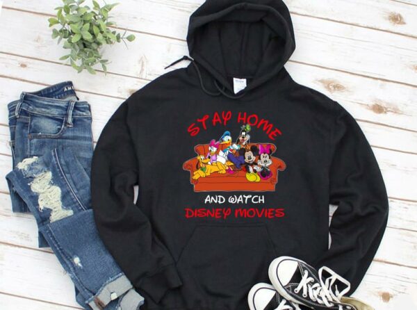 Funny Mickey Mouse And Friends Stay Home Watch TV Shirt 3