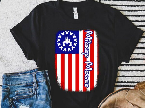 Vintage American Flag Mickey Mouse Shirt, Walt Disney American Flag Mickey Mouse Shirt 1