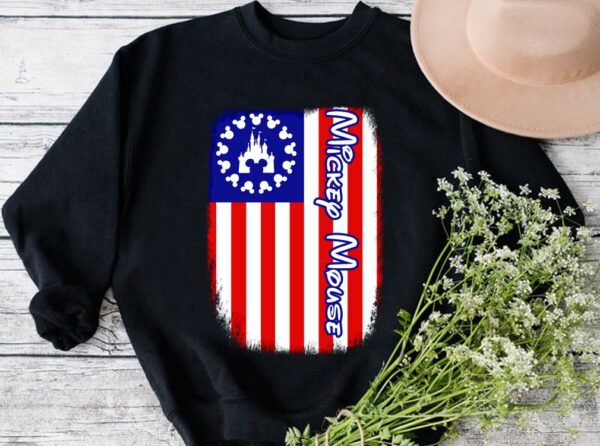 Vintage American Flag Mickey Mouse Shirt, Walt Disney American Flag Mickey Mouse Shirt 3