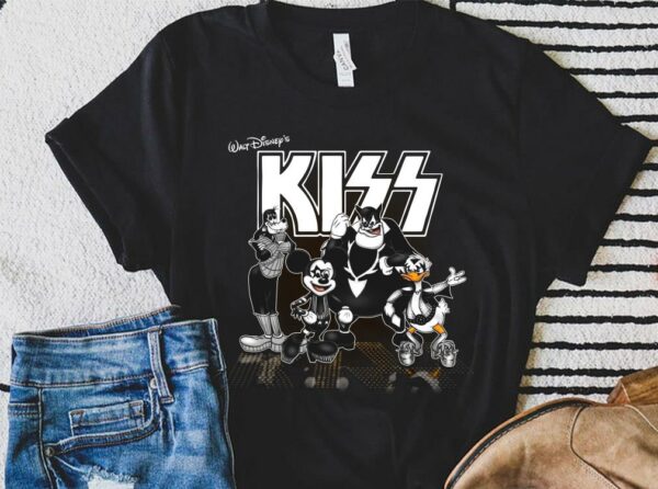 Vintage Kiss Band Walt Disneys Mickey Mouse and Friends Shirt 1