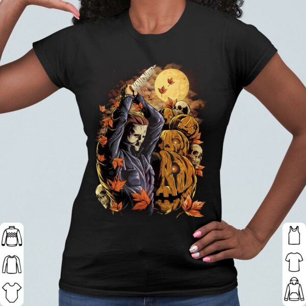 Vintage Michael Myers Skull Pumpkins Halloween Shirt 2