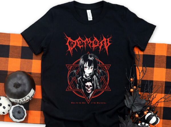 Original Demon Nadegata This Is The End of The Beginning Shirt, Anime Girl Demon Satanic Shirt 1