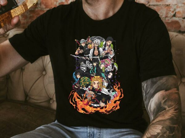 Original Demon Slayer Kyojuro Rengoku And Friends Shirt, Senjuro Rengoku Shirt, Tengen Uzui Shirt 4