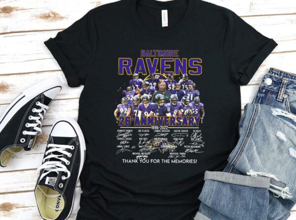 Vintage Baltimore Ravens 26Th Anniversary 1996 2022 Thank You For The Memories Shirt, Baltimore Ravens 26Th Anniversary Shirt 1