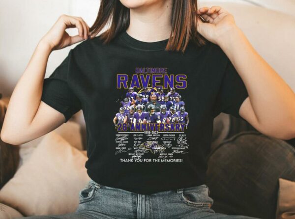 Vintage Baltimore Ravens 26Th Anniversary 1996 2022 Thank You For The Memories Shirt, Baltimore Ravens 26Th Anniversary Shirt 2