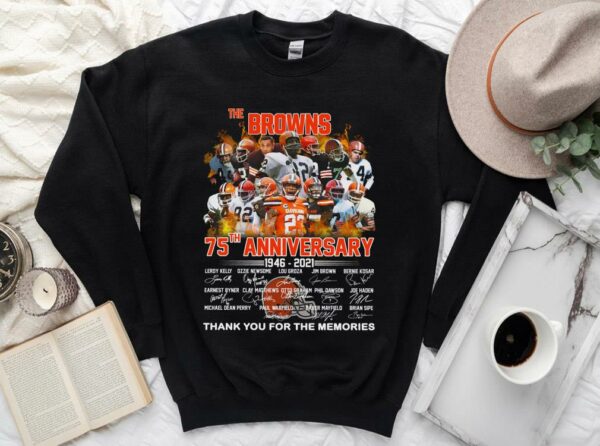 Vintage Cleveland Browns 75th Anniversary 1946 2021 Shirt, Thank You For The Memories Cleveland Browns Shirt 3