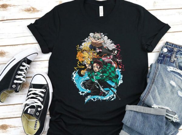Vintage Demon Slayer Kimetsu no Yaiba Shirt, Tanjiro Kamado and Friends Shirt, Demon Slayer Character Shirt 1
