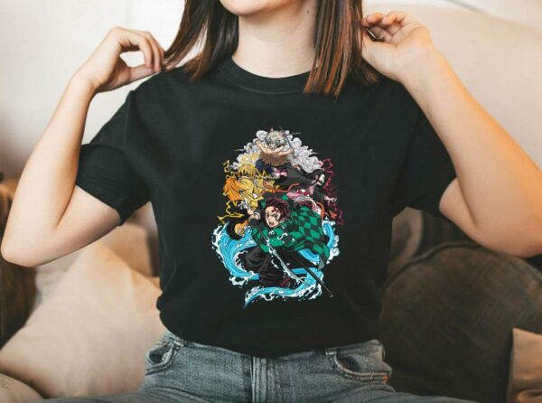 Vintage Demon Slayer Kimetsu no Yaiba Shirt, Tanjiro Kamado and Friends Shirt, Demon Slayer Character Shirt 2