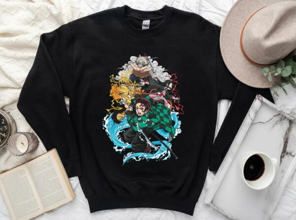 Vintage Demon Slayer Kimetsu no Yaiba Shirt, Tanjiro Kamado and Friends Shirt, Demon Slayer Character Shirt 3