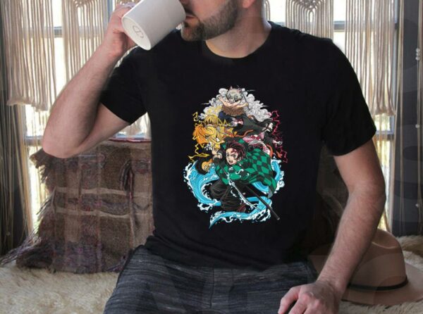Vintage Demon Slayer Kimetsu no Yaiba Shirt, Tanjiro Kamado and Friends Shirt, Demon Slayer Character Shirt 4