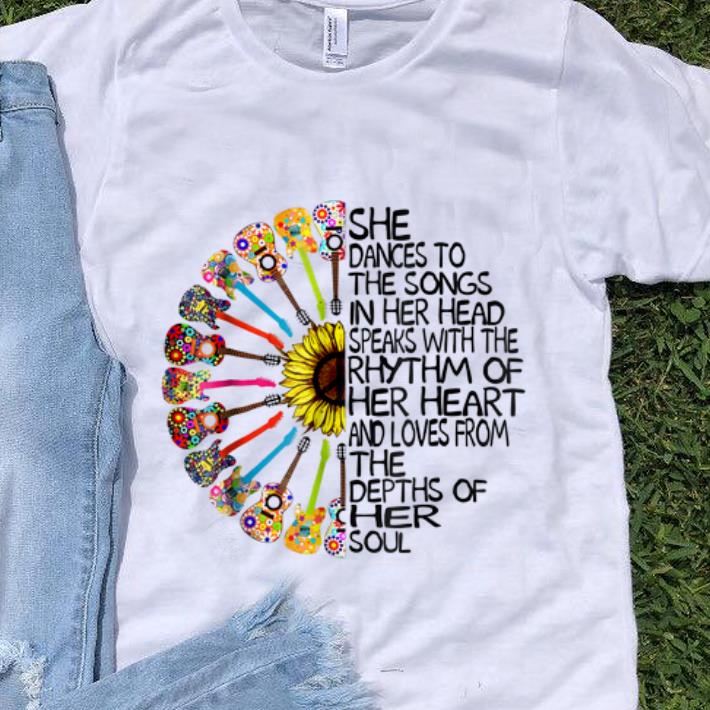 Hot She Dance To The Song In Her Head Speaks With The Rhythm Of Heart Heart Guitar Hippie Sunflower shirt 1 - Hot She Dance To The Song In Her Head Speaks With The Rhythm Of Heart Heart Guitar Hippie Sunflower shirt