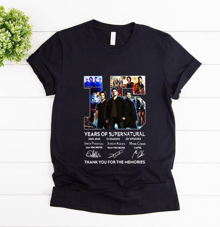 Pretty 15 Years Of Supernatural Thank For The Memories Signature shirt 1 - Pretty 15 Years Of Supernatural Thank For The Memories Signature shirt