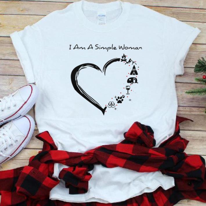 Pretty I am a simple woman heart camping mountain wine animals and flip flop shirt 1 - Pretty I am a simple woman heart camping mountain wine animals and flip flop shirt