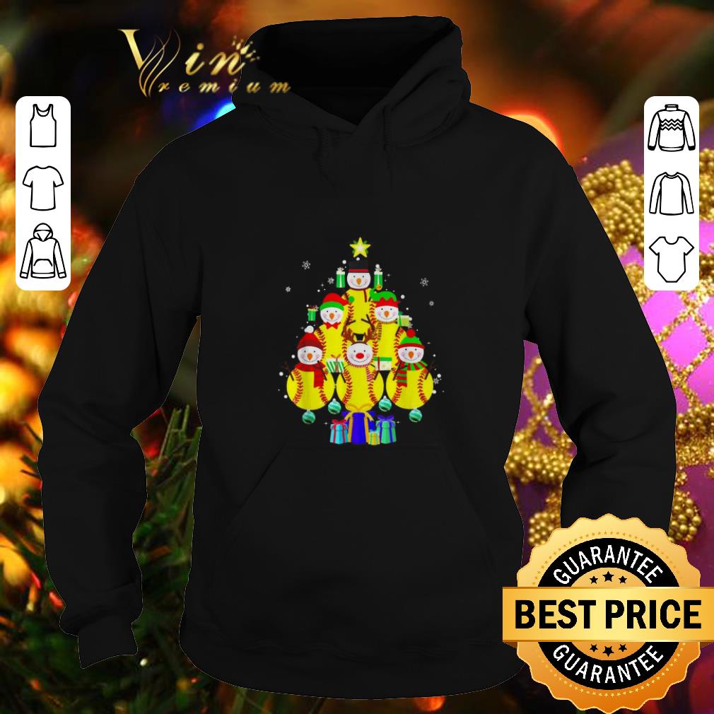 Awesome Softball snowman Christmas tree shirt 4 - Awesome Softball snowman Christmas tree shirt