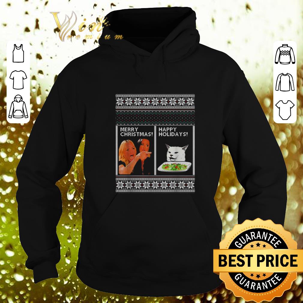 Awesome Woman yelling at cat happy holiday ugly Merry Christmas sweater 4 - Awesome Woman yelling at cat happy holiday ugly Merry Christmas sweater