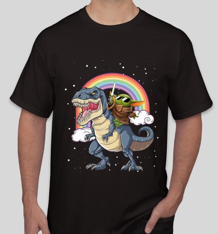 Original Star Wars Baby Yoda Riding Dinosaur T rex Rainbow shirt 4 - Original Star Wars Baby Yoda Riding Dinosaur T-rex Rainbow shirt