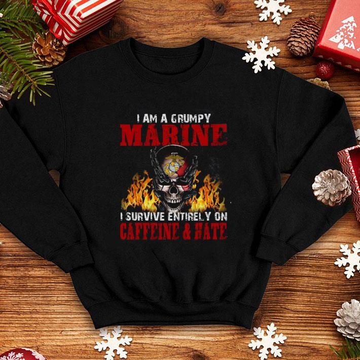 Pretty Skull i am a grumpy Marine i survive entirely on caffeine & hate shirt Pretty Skull i am a grumpy Marine i survive entirely on caffeine hate shirt 4 - Pretty Skull i am a grumpy Marine i survive entirely on caffeine & hate shirt