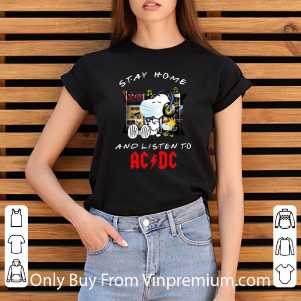 Hot Snoopy And Woodstock Stay Home And Listen To ACDC shirt