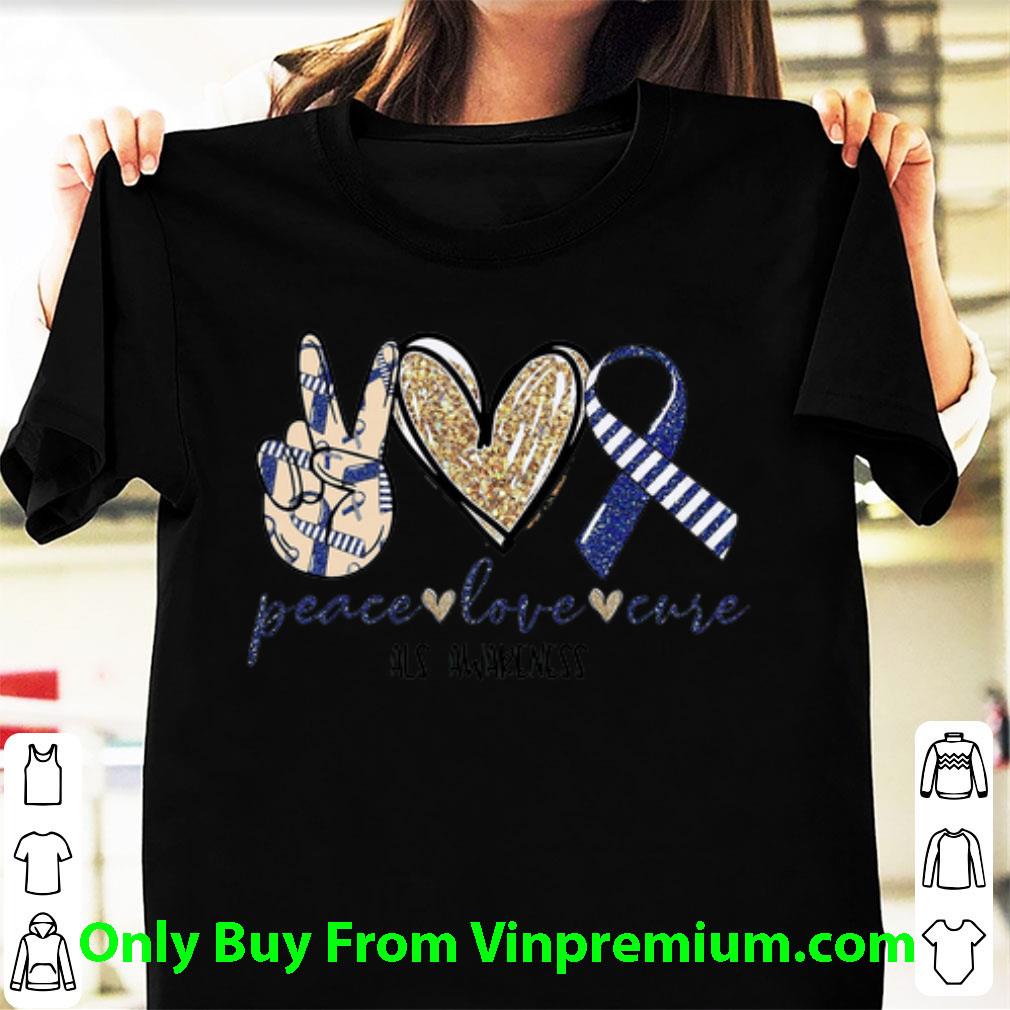 Original Peace Love Cure ALS Awareness shirt