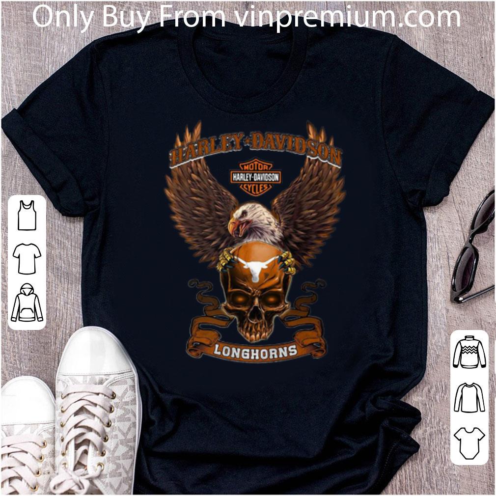 Awesome Motor Harley Davidson Cycles Skull Texas Longhorns shirt